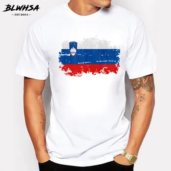 BLWHSA Naują iki 2017 m. Nostalgiškas Stiliaus Slovėnijos Nacionalinė Vėliava, Spausdinta Marškinėliai Vyrams trumpomis Rankovėmis Medvilnės Slovėnija Gerbėjų Nudžiuginti Vyrų T-shirt
