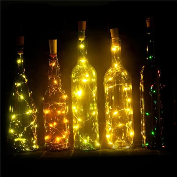 10vnt/daug Vyno Butelis Žibintai 75CM 1M 2M Kamštienos Formos LED Varinės Vielos String Žiburiai Kalėdų Šviesos Festivalio Vestuves