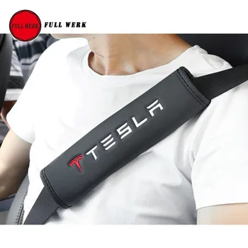 1 Pora Saugos Automobilio saugos Diržų Pečių Trinkelėmis Guard Dangtelio Raštas Automobilio Sėdynės Diržo Pagalvėlė Universalus Tesla Model S Modelis X