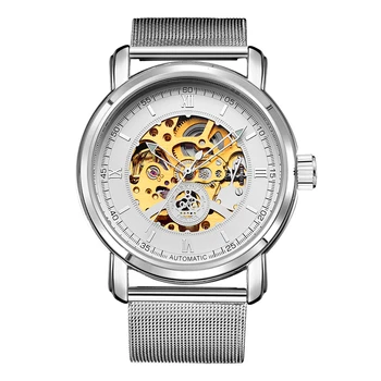 ORKINA Prekės ženklo Vyrai Visą Nerūdijančio Plieno Žiūrėti Vyrų Skeletas Automatinis Mechaninis laikrodis Savarankiškai Vėjo Vyrų Suknelė Laikrodis Relogio Masculino