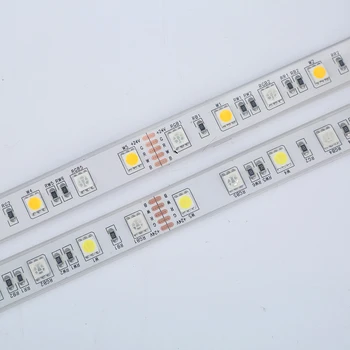 DC24V RGBW led šviesos juostelės 5050 SMD 12mm PCB 5M 60leds/m led lanksčios juostos virvės juostele šviesos RGBWW RGB šiltai balta Naujausias