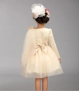Nemokamas pristatymas 2017 New Baby Princess Vaikai Ilgai Nėrinių Nėrinių Suknelė Mergaitėms Šalis Medvilnės Vaikų Drabužiai, Vestuvinės Suknelės Už 3-12Y