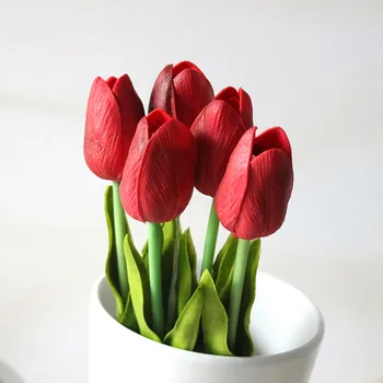 Tulpių dirbtinės gėlės mini puošyba netikrą tulpių puokštė vestuvių apdaila namo apdaila