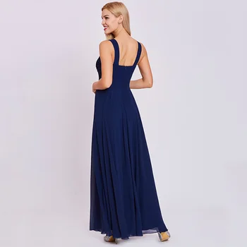 Tanpell ilgai oficialų vakarinę suknelę tamsiai mėlyna rankovių grindų ilgio linija suknelė moterims scoop nėrinių appliques vakaro suknelės