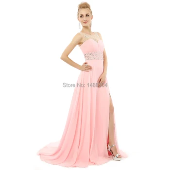 2016 Pink Linijos Atidaryti Ritininės Prom Dresses Ilgai Grindų Ilgis O-Kaklo Duobute Prom Dresses Šalis Suknelė Vestidos De Festa x08211