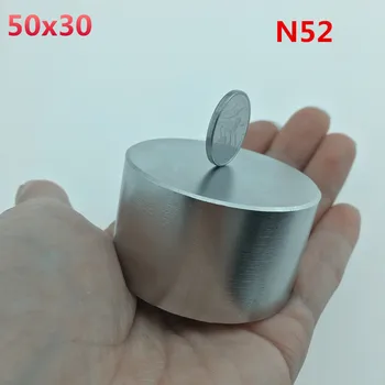 Neodimio magnetas 50x30 N52 retųjų žemių super stiprus, galingas apvalus suvirinimo paieškos magnetas 50*30mm galio metalo, elektromagnetas
