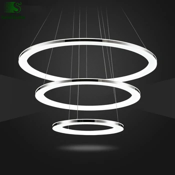 Modernus Minimalizmas Aliuminio Akrilo Žiedas Led Šviestuvo Nuotolinio Valdymo Pritemdomi luminaria Led Pakabukas Liustra Už Fojė