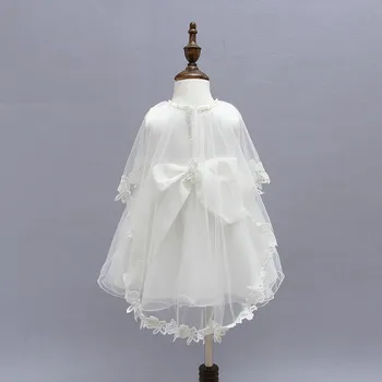 Naujagimio Krikštynos Suknelė Kūdikių Mergaitės Baltoji Princesė Nėrinių Krikšto Suknelė Bamblys Baby Girl Šifono Suknelės 3pcs/set