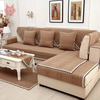 Europos stiliaus rudos spalvos kietos medvilnės skalbiniai, sofos apima nėrinių dekoras, kurių skerspjūvio užvalkalai canape baldai apima fundas de sofa SP3615