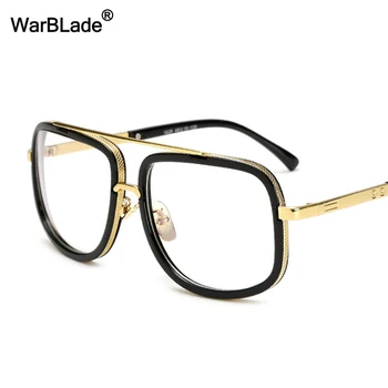 Negabaritinių Kvadratinė akinius Moterims, Vyrams Derliaus Prekės Dizaineris UV400 Veidrodis Aišku, Skaidraus Lęšio Akiniai Vyras Moteris WarBLade