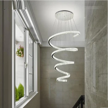 Spiralės dizaino, modernios LED šviestuvo kristalų lempos Dia80*H220cm blizgesio viešbutis laiptai, apšvietimas šviestuvai