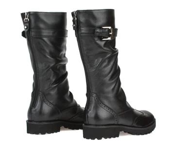 Mados Britų black žiemos mens batai natūralios odos auliniai batai mens motociklo batai su sagtimi