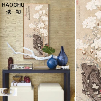 HAOCHU Elegantiška Baltųjų Gėlių Klasikinis Miškų Kraštovaizdžio Drobės Tapybos Kinų Kaligrafija Sienos Nuotraukas Retro Kambarį Dekoro