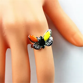 Naujas populiarus, moterų spalvingas didmeninė juvelyrika fabrikas merginos berniukas ryškių drugelis mėgėjams žiedas nemokamai shippingSETS
