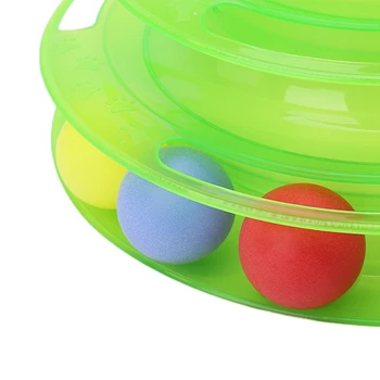 Juokingas Naminių Kačių Trilaminar Crazy Ball Disko Interaktyvūs Žaislai Pramogų Plokštė Žaislas Žalia/Geltona