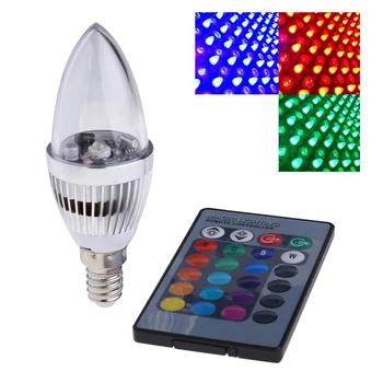 3 W RGB Nuotolinio Kontroliuojamos, 16 Spalvų Kaita Lemputė, LED Lemputės Žvakė, Lempa, AC 85-265 V E 14)