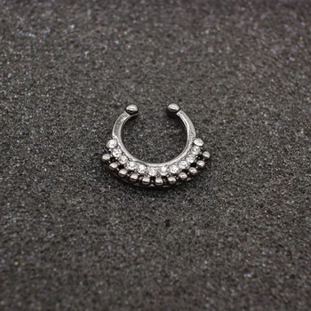 3PCS Naujas mados crystal Black Netikrą pertvaros Auskarų vėrimo nosies žiedą, Lankai Moterų dirbtiniais įrašą clicker ne Titano Kūno Papuošalai