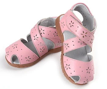 Merginos basutės natūralios odos minkštas vaikiška avalynė rožinė uždarytas toe vasaros batai Romos sandalai gėlių išpjovos už bebe enfantil