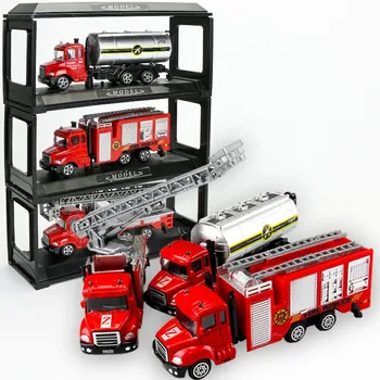 1/64 lydinio automobilio modelį žaislas lydinio Inžinerijos transporto priemonių, mini Fire truck Transportas tanklaivis, automobilių stiliaus žaislai vaikams dovanos vaikams