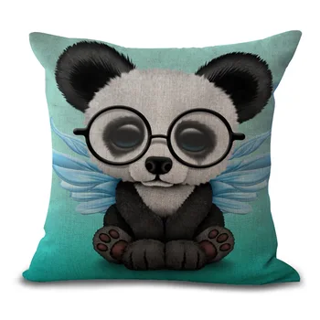 Dekoratyvinės Pagalvės Užvalkalą Animacinių Filmų Panda Dramblys Užvalkalas 17.5 Cm Medvilnės Skalbiniai Kėdės Sėdynė Mesti Pagalvę Padengti A1073