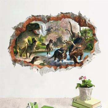 Dinozaurai 3d Skylę Sienų Lipdukai Gyvenimo Kambario, Miegamasis Apdailos Juros periodo Amžiaus Gyvūnų, Laukinių Safari jam prilygintą išsilavinimą Meno 