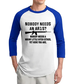 Suaugusiųjų Niekas Poreikiams AR 15 juokinga marškinėlius 2017 naujas vasaros 3/4 rankovėmis t marškinėliai medvilnė, raglan vyrų t-shirt hip-hop top tees