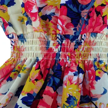 Vasaros korėjos moterų atsitiktinis bohemijos gėlių suknelės berankovė liemenė spausdinti paplūdimio šifono suknelė vestidos