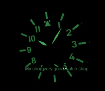 žalios šviesos 44mm parnis 6498 / ST3621 Mechaninė Vertus Vėjo judėjimo vyriški laikrodžiai Sapphire Kristalas Mechaniniai laikrodžiai 0015