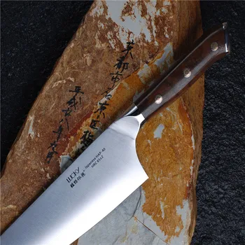 Japonų stiliaus Laimė-40 Plieno virtuvės šefo peilis Sandiron medienos rankena mėsos chopper peilis nemokamas pristatymas 28