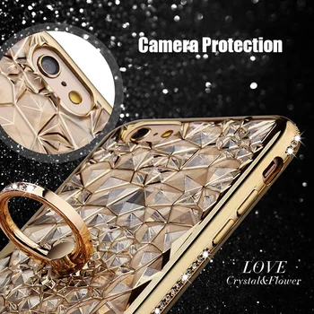 Leanonus 3D Tvirtas Gėlių Blizgučiai Deimantas Telefono dėklas Samsung Galaxy Note8 S8 S8 Plius S7 Krašto S8+ TPU Metalo Žiedas Dangtelis 8 Pastaba