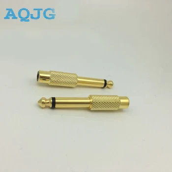 5 vnt aukso 6.35 MM adapteris jack 6.5 mm RCA vyrų ir moterų vielos jungtis 6.35 mm konverteris 6.5 mm adapteriai AQJG