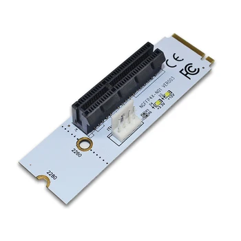 NGFF M. 2 PCI-E 4X Riser Card M2 Mygtuką M, kad būtų PCIe X4 Adapteris su LED Įtampos indikatorius SATA Kabelis Bitcoin Miner Kasyba
