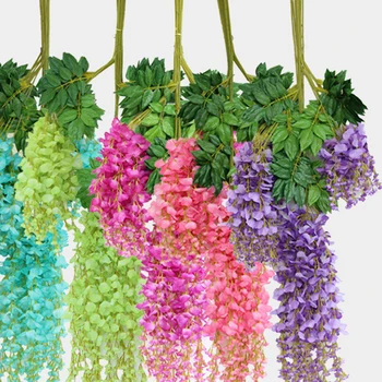 12pcs/daug 110cm Dirbtinių Gėlių String Kabančių Augalų Šilko Wisteria Netikras Vestuves sienos Sode valentino diena Apdaila