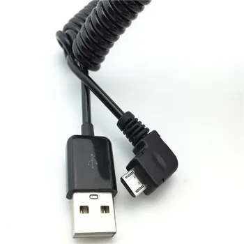 1m 3m Micro USB 90 Laipsnių Kampu USB 2.0 Male Pavasarį Apvynioti Ištraukiama Ruožas Duomenų Sinchronizavimo Mokestis Įkrovimo Kabelis Laido Juoda