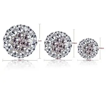 OMHXZJ Didmeninė mergina dovanų bižuterijos Austrijos kristalų Gręžimo kamuolys 925 sterlingas sidabro Stud auskarai YS14