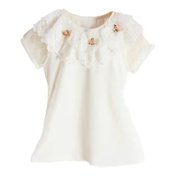 Vasaros Sweet Baby Vaikų Mergaičių Nėrinių marškinėliai Mados trumpomis Rankovėmis Viršūnes Tees Medvilnės Palaidinė Atsitiktinis Vaiko Drabužius DQ225