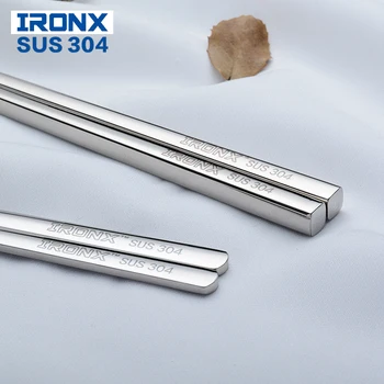IRONX butas lazdelės nerūdijančio plieno korėjos pjaustyti lazdos daugkartinio naudojimo metalo, maisto lazdos vaikams suaugusiųjų (1pairs)