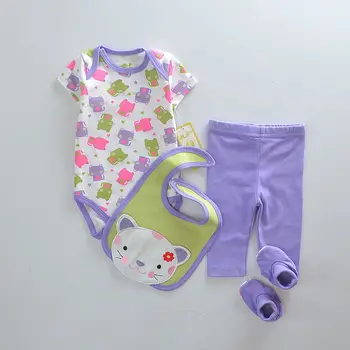 Kūdikių Mergaičių Kostiumai Baby Gear 4pcs nustato Vaikų Kelnės Seilinukai Kojinių Rompers KARŠTO PARDAVIMO